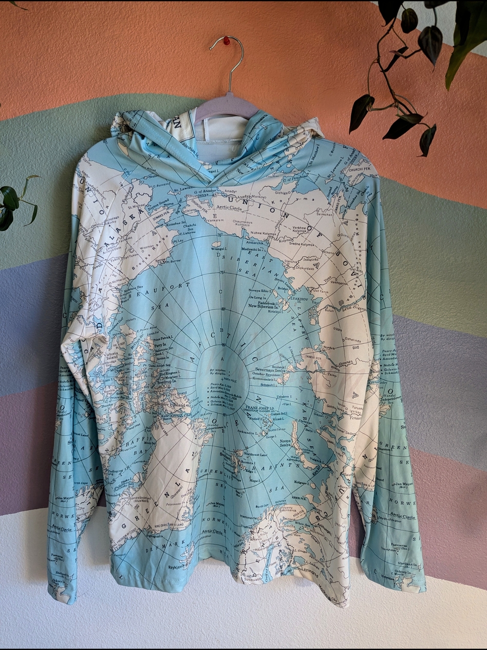 Light Blue & White World Map Hoodie